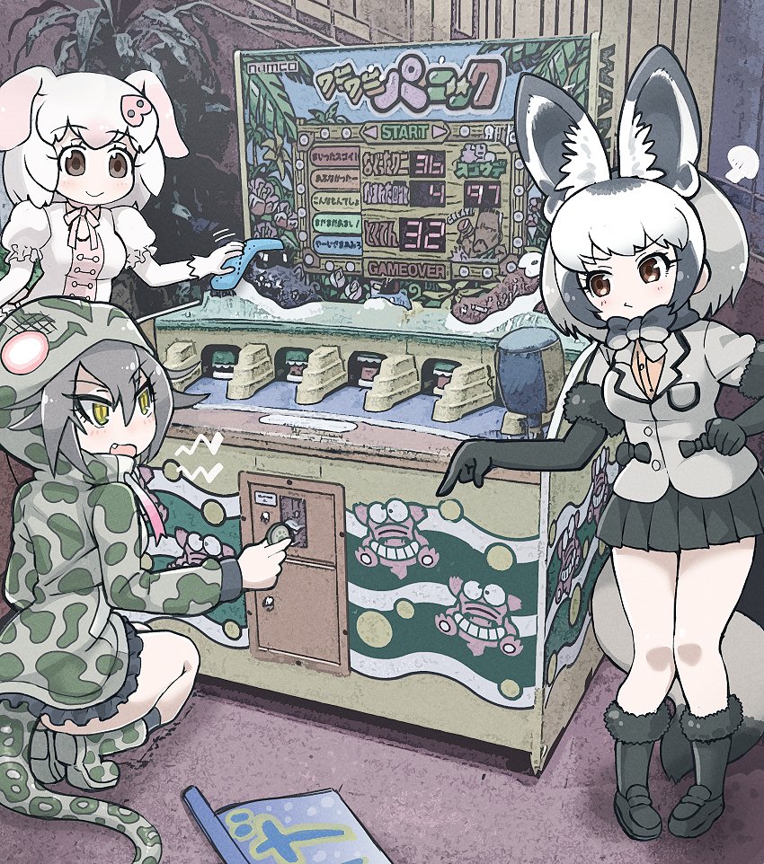 bat-eared fox, pig, and okinawa habu (kemono friends) drawn by tanaka_kusao