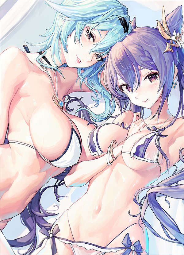 keqing and eula (genshin impact) drawn by punc_p