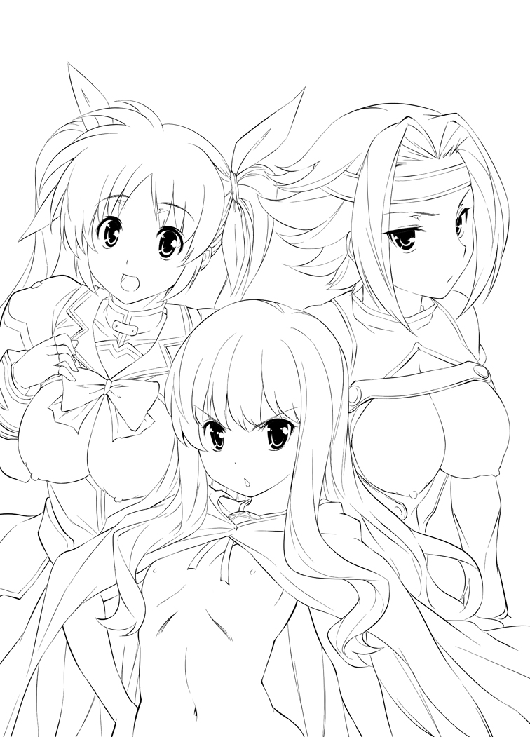 takamachi nanoha, kouzuki kallen, and louise francoise le blanc de la valliere (lyrical nanoha and 5 more) drawn by tosh_(imonade_ryouchou)