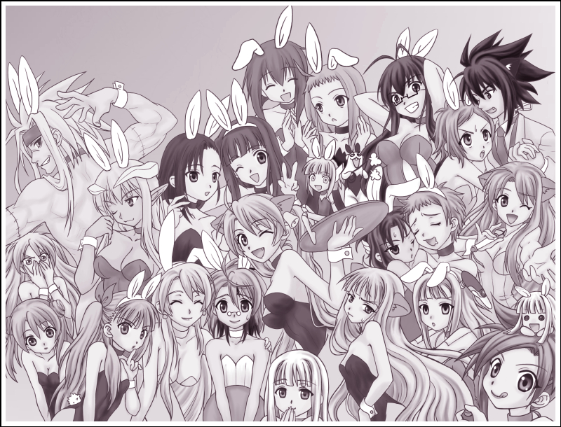 evangeline a.k. mcdowell, kagurazaka asuna, sakurazaki setsuna, miyazaki nodoka, ayase yue, and 19 more (mahou sensei negima!) drawn by piyohiko