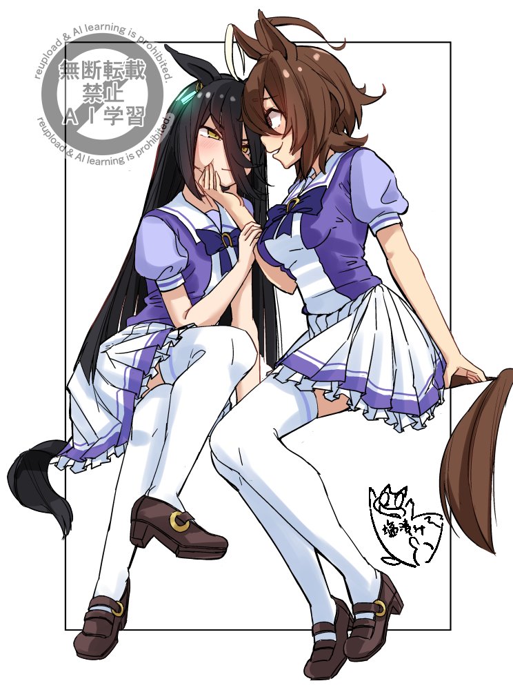 agnes tachyon and manhattan cafe (umamusume) drawn by harukazetabiji