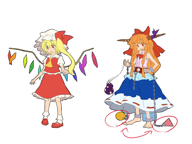 flandre scarlet and ibuki suika (touhou) drawn by matsutani