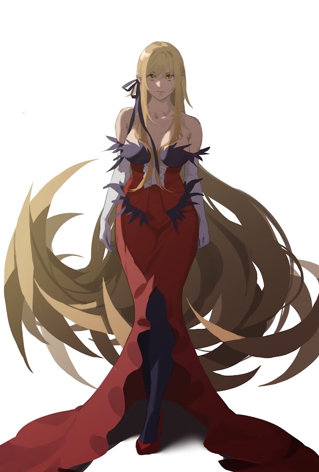 oshino shinobu and kiss-shot acerola-orion heart-under-blade (monogatari and 2 more) drawn by koijammer