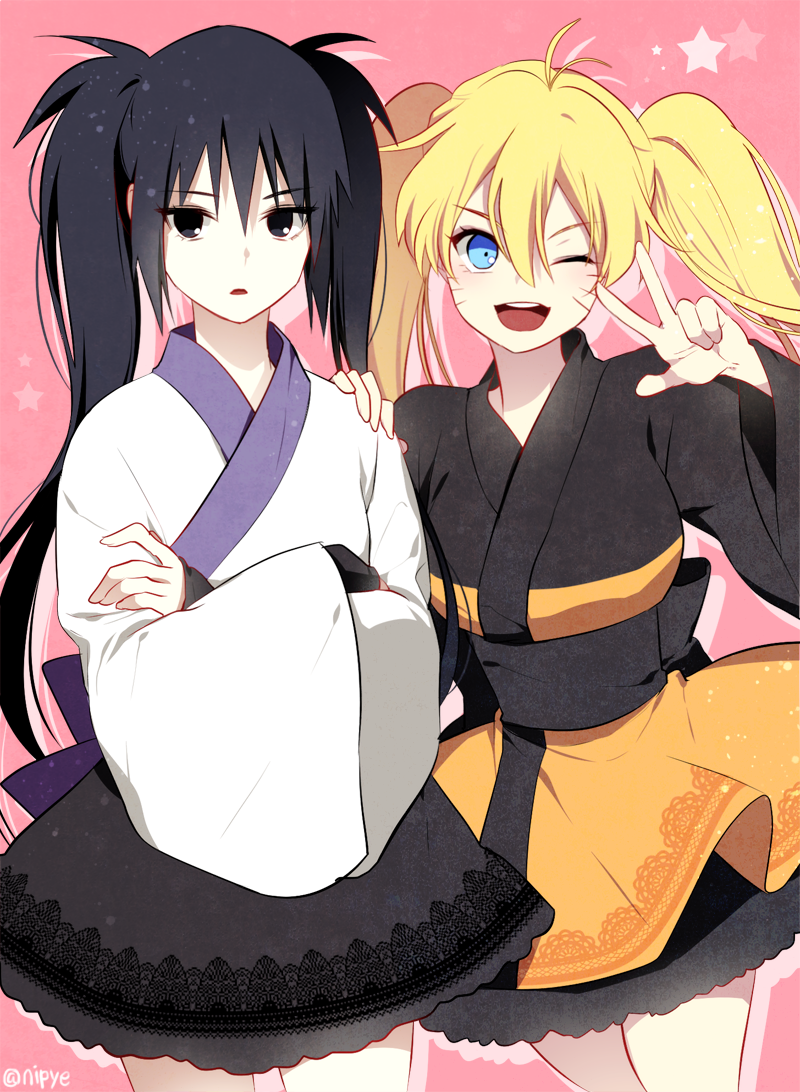 uchiha sasuke and naruko (naruto and 1 more) drawn by nipye