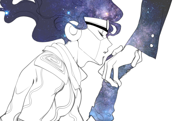 kujo jotaro and star platinum (jojo no kimyou na bouken and 1 more) drawn by sempon_(doppio_note)
