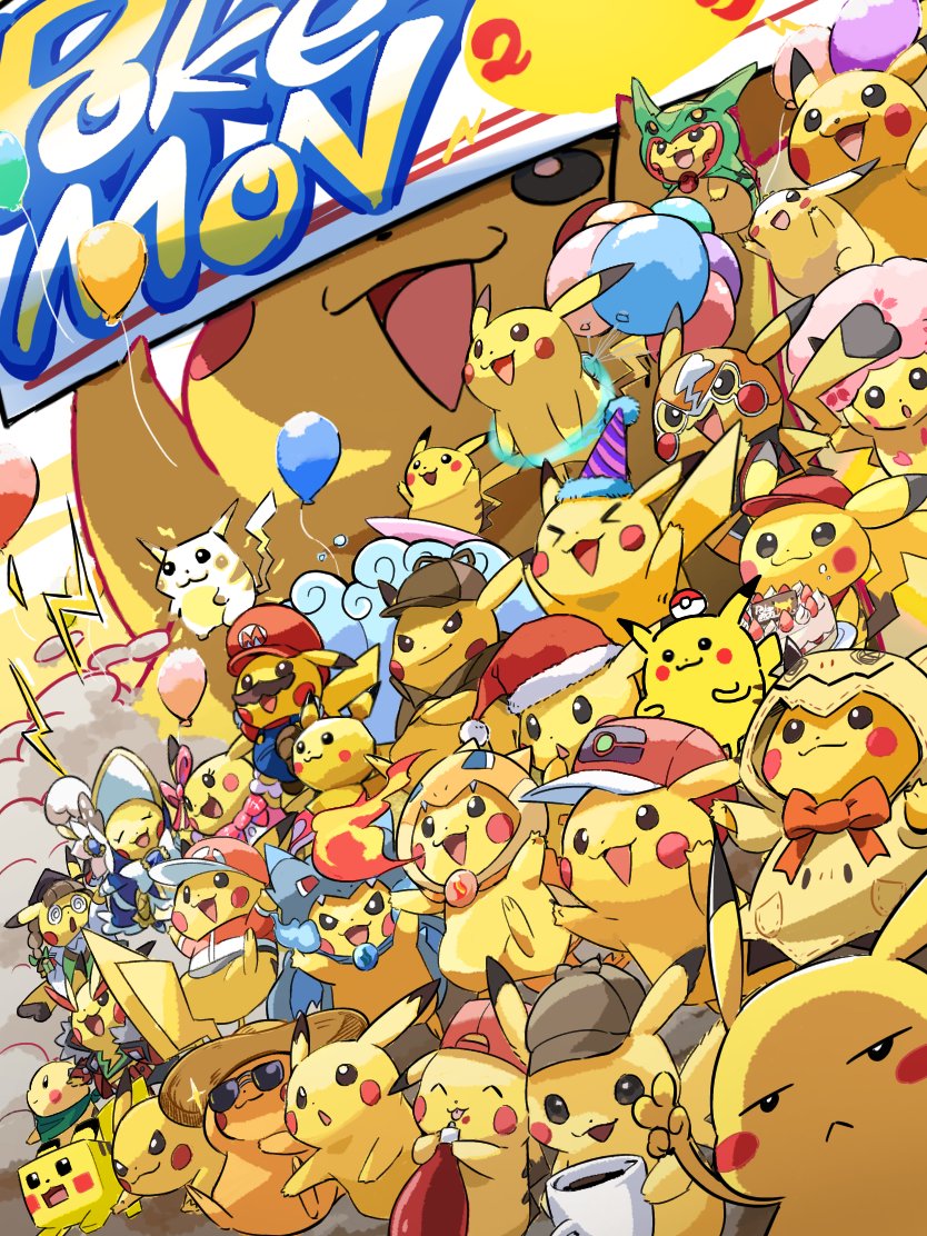 pikachu, mario, charizard, mimikyu, rayquaza, and 14 more (pokemon and 11 more) drawn by ayo_(ayosanri009)
