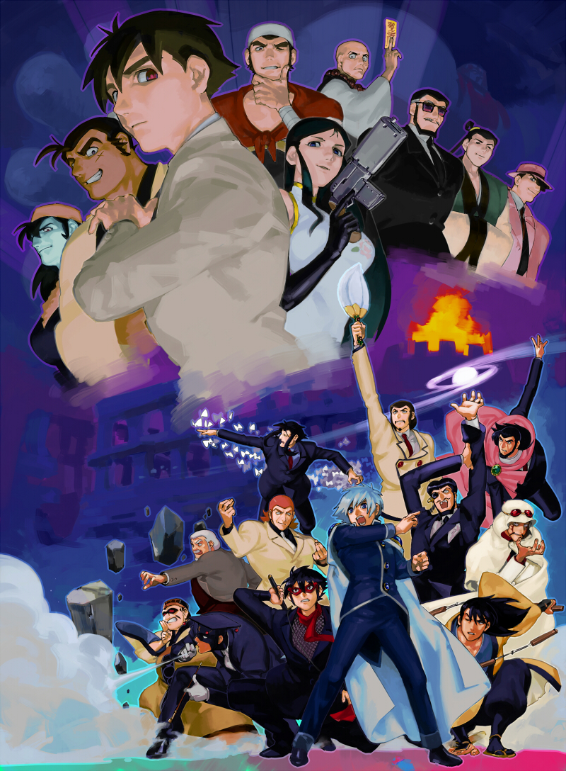 ginrei, murasame kenji, kusama daisaku, shockwave alberto, taisou, and 16 more (giant robo) drawn by hamu_fukurou
