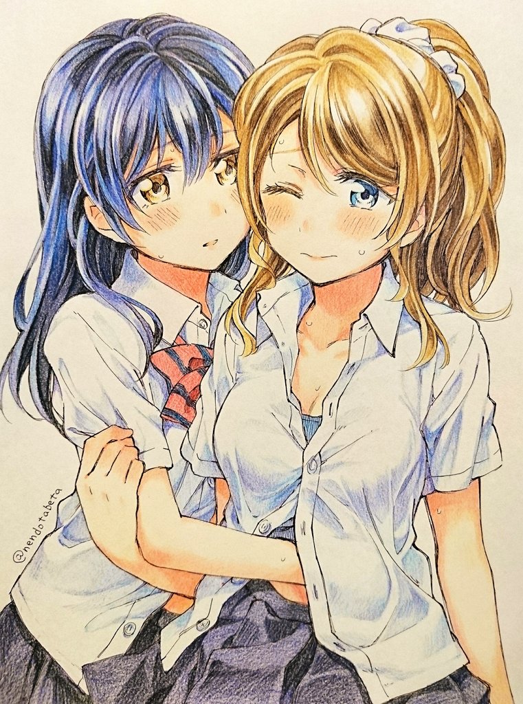 sonoda umi and ayase eli (love live! and 1 more) drawn by surufuji