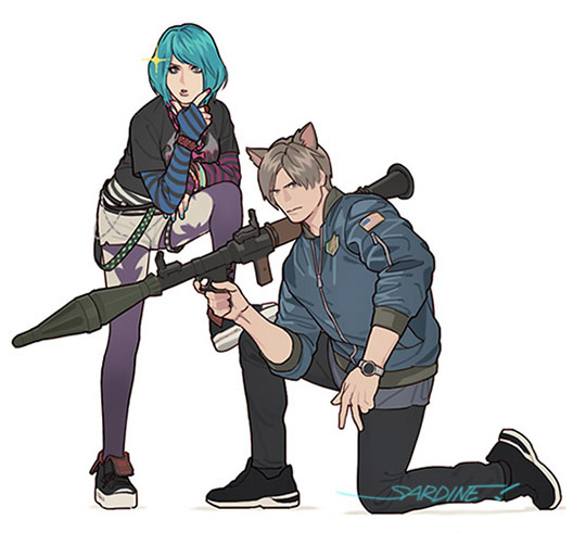 leon s. kennedy and ashley graham (resident evil and 1 more) drawn by sardine_(kjr0313)