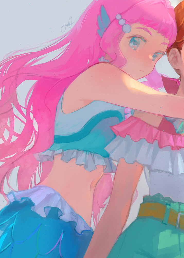 laura la mer and natsuumi manatsu (precure and 1 more) drawn by baicha_oqqa
