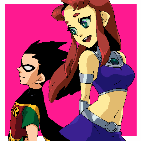 starfire, robin, and dick grayson (dc comics and 1 more) drawn by dramatica