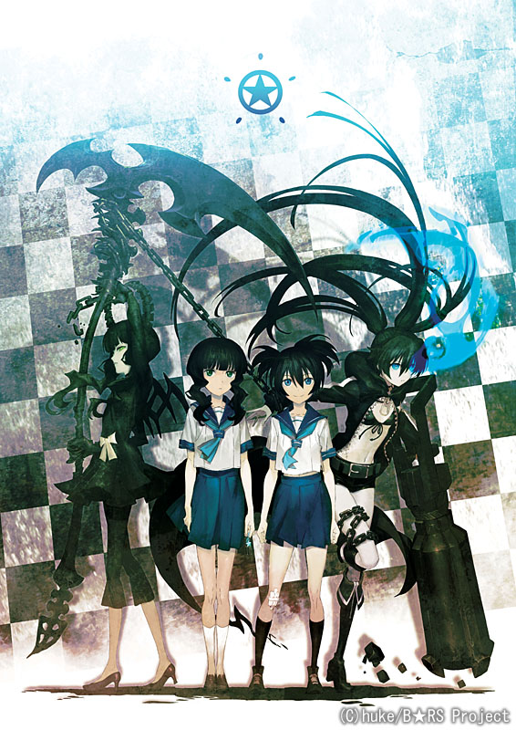 black rock shooter, dead master, kuroi mato, and takanashi yomi (black rock shooter) drawn by huke
