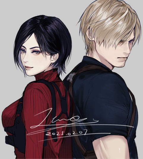 leon s. kennedy and ada wong (resident evil and 1 more) drawn by meow_(cindy738)