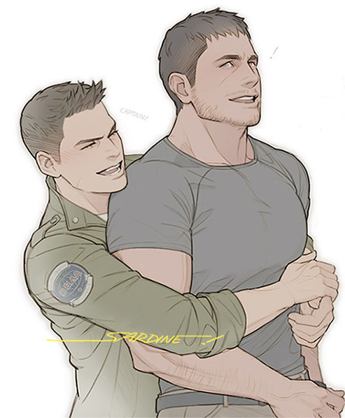 chris redfield and piers nivans (resident evil and 1 more) drawn by sardine_(kjr0313)