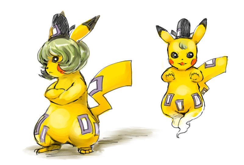 pikachu and soga no tojiko (touhou and 1 more) drawn by kitayuki_kajika