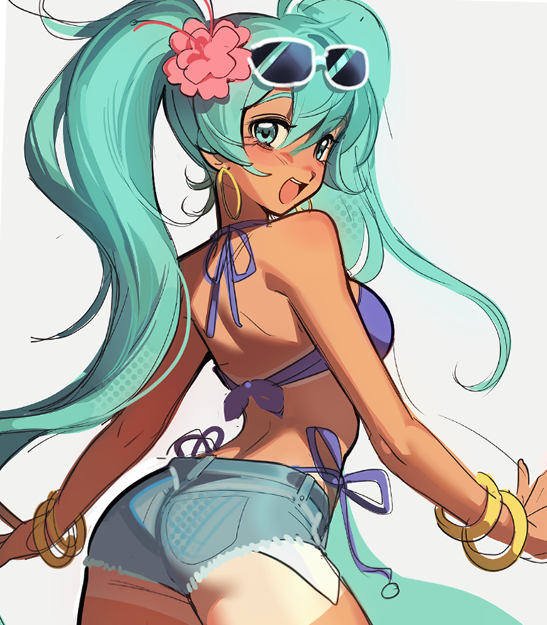 hatsune miku and brazilian miku (vocaloid) drawn by erinartista