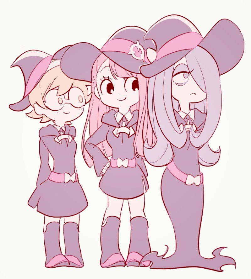 kagari atsuko, sucy manbavaran, and lotte jansson (little witch academia) drawn by tama_(tm_suac)
