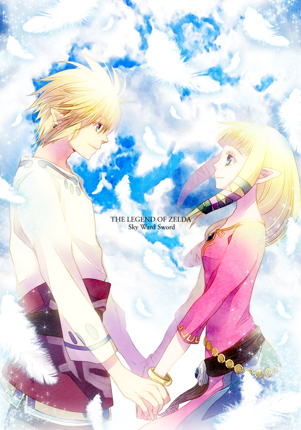 link and princess zelda (the legend of zelda and 1 more) drawn by yoshizuna