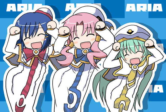 mizunashi akari, alice carroll, and aika granzchesta (aria) drawn by kurasaki_shin'ya