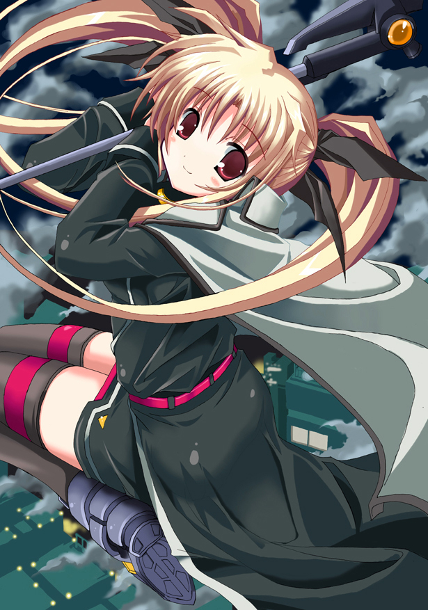 fate testarossa and bardiche (lyrical nanoha and 1 more) drawn by karamiti