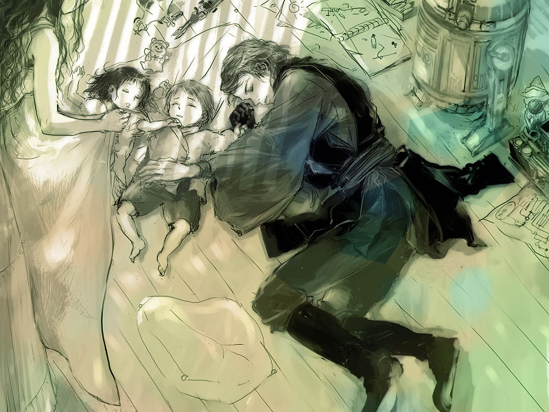 princess leia, anakin skywalker, luke skywalker, r2-d2, and padme amidala (star wars) drawn by niko_(silent.whitesnow)