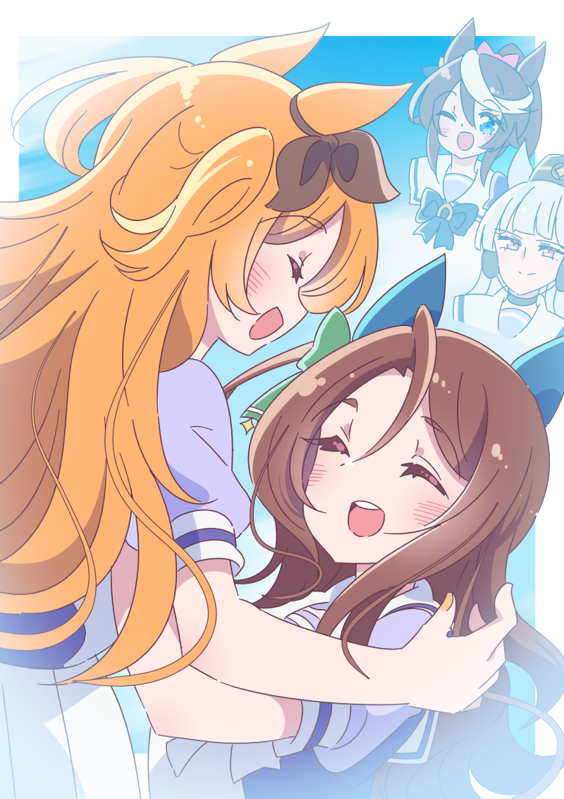 gold ship, tokai teio, king halo, and mayano top gun (umamusume and 2 more) drawn by honkawa_works