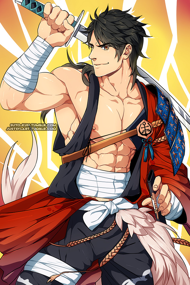 mutsu-no-kami yoshiyuki (touken ranbu) drawn by justsyl and suyohara