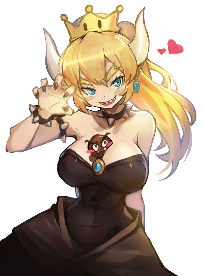 bowsette and goomba (mario and 1 more) drawn by goomrrat