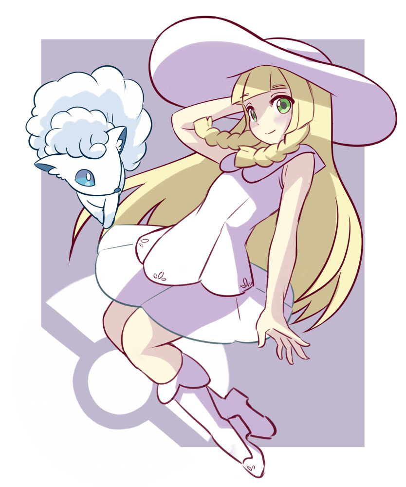 lillie and alolan vulpix (pokemon and 1 more) drawn by urota_shimapann