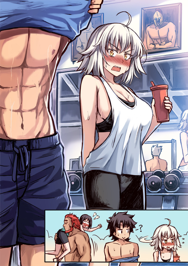 fujimaru ritsuka, jeanne d'arc alter, archer, iskandar, waver velvet, and 1 more (fate and 3 more) drawn by peach88