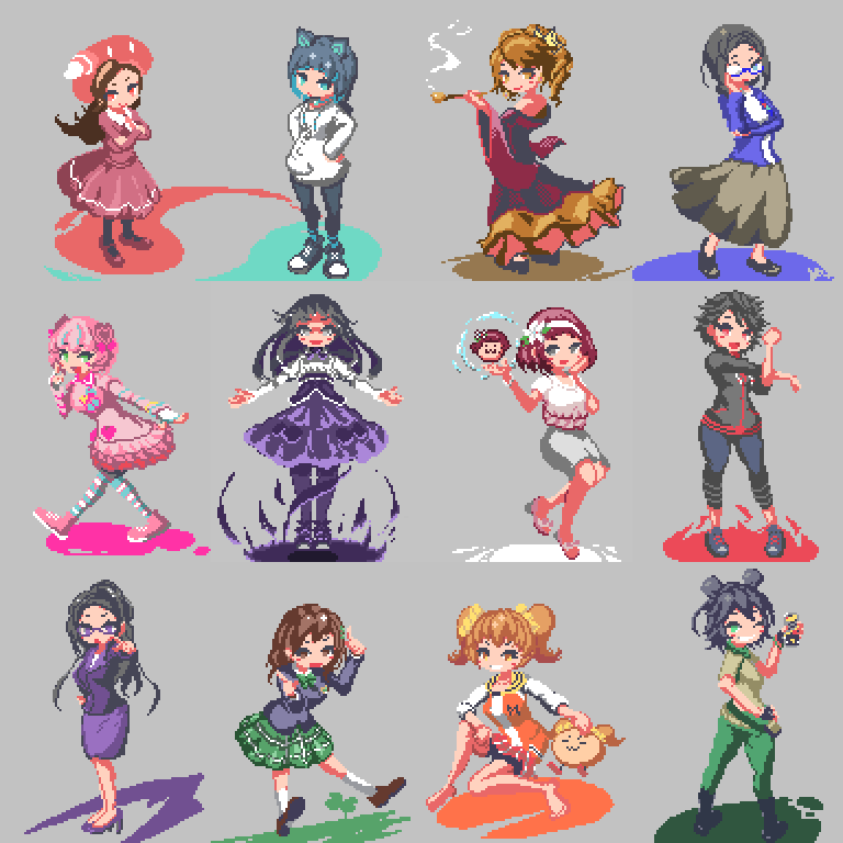 mizushina aoi, hase mikoto, tamane uta, hoshina hinaka, akaba yukino, and 7 more (gems company) drawn by etcetera_777
