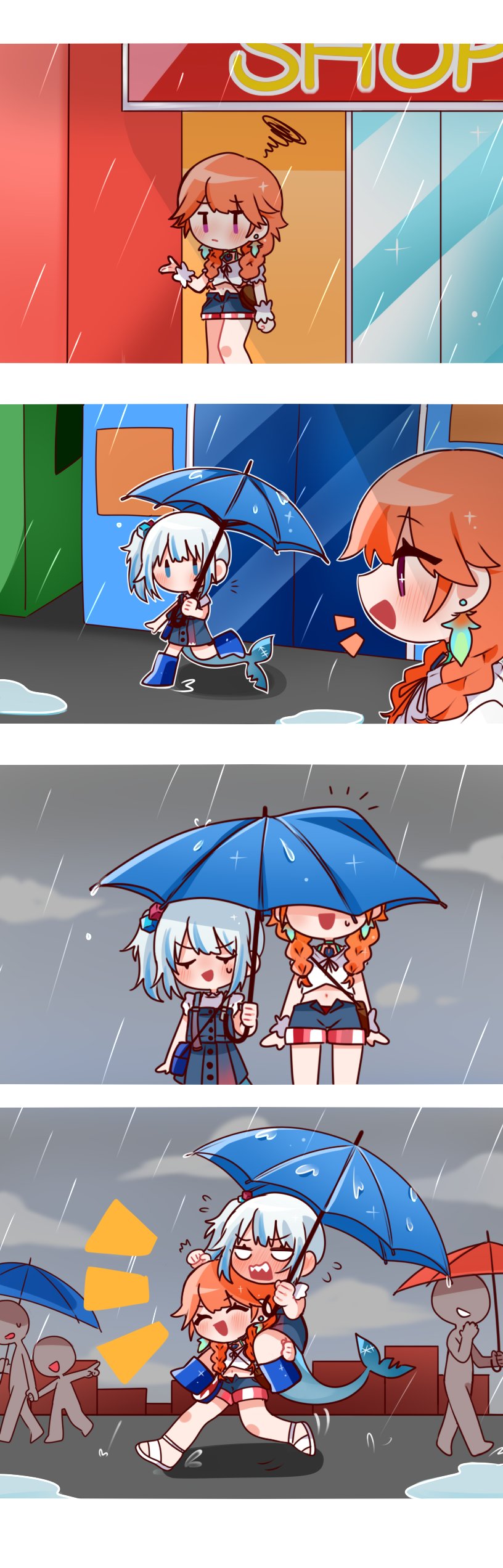 gawr gura and takanashi kiara (hololive and 1 more) drawn by tera_(trs82341711)