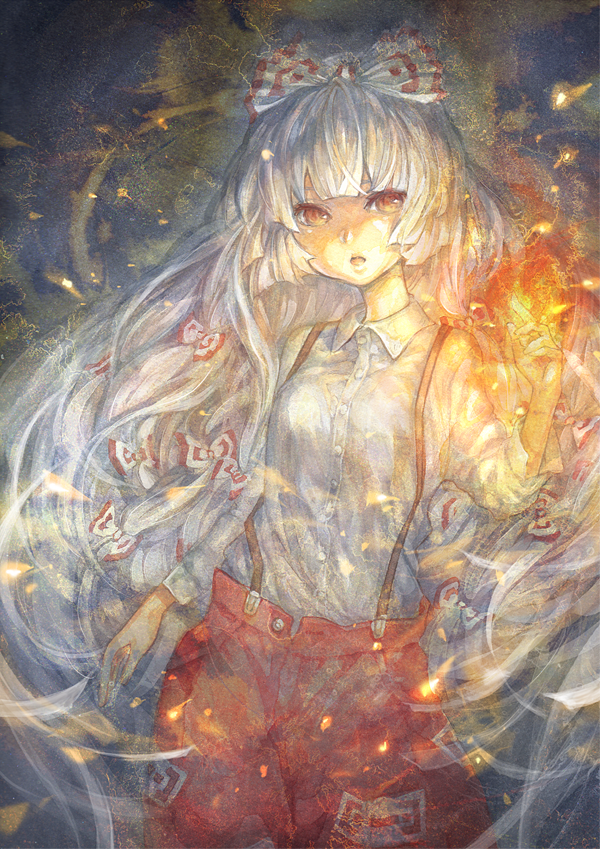 fujiwara no mokou (touhou) drawn by bonnou-s-rice