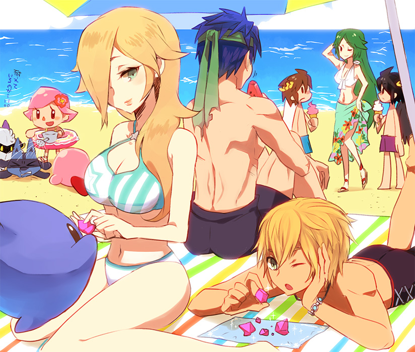 kirby, rosalina, lucario, palutena, ike, and 7 more (pokemon and 11 more) drawn by poo