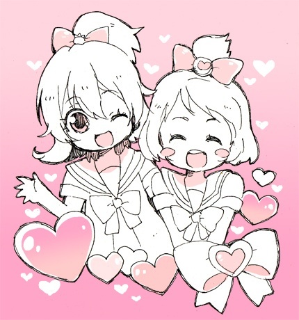aida mana and sharuru (precure and 1 more) drawn by mofuko
