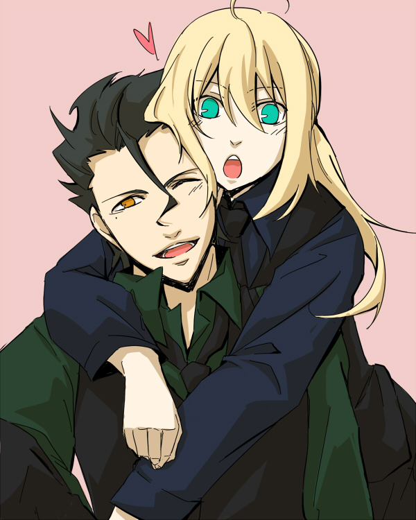 artoria pendragon, saber, and diarmuid ua duibhne (fate and 1 more) drawn by otoufu_(gratuitamente)