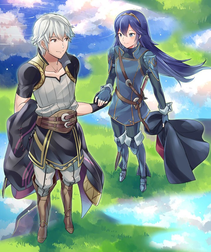 lucina and male robin (fire emblem and 2 more) drawn by ameno_(a_meno0)