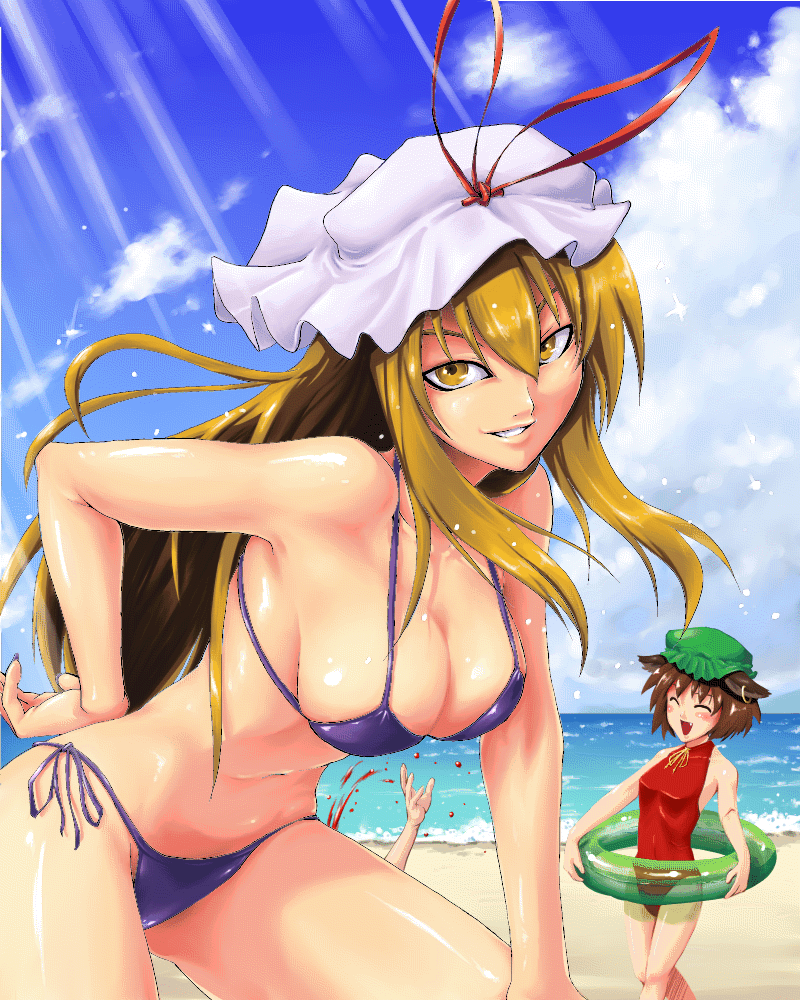 yakumo yukari, yakumo ran, and chen (touhou) drawn by chiro_(suzuka98)
