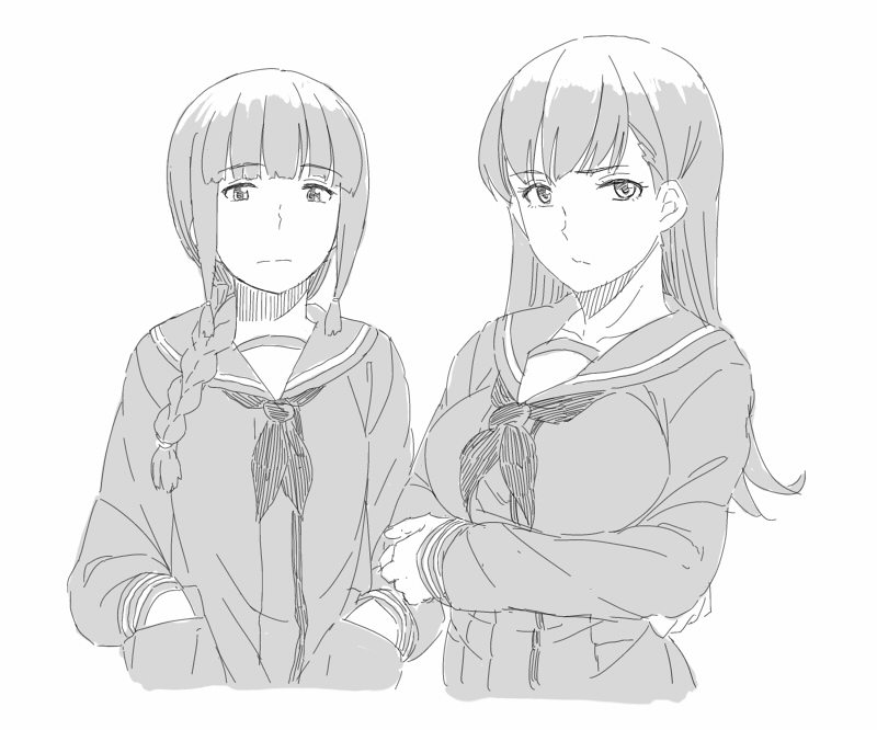 kitakami and ooi (kantai collection) drawn by nathaniel_pennel