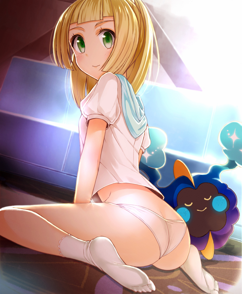 lillie and cosmog (pokemon and 1 more) drawn by sakasa_(guranyto)