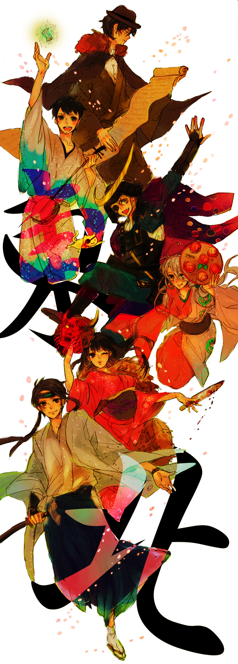 yamagata, iwate, miyagi, akita, fukushima, and 1 more (shikoku yonkyoudai and 1 more) drawn by k27d