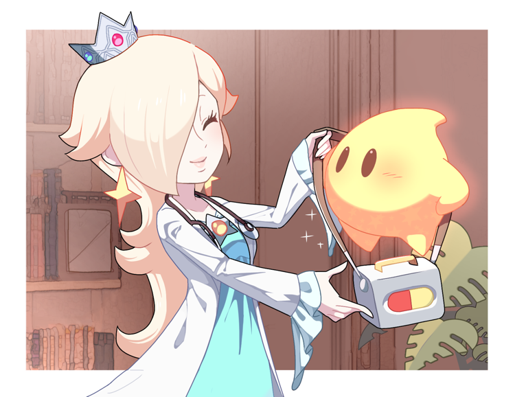 rosalina, luma, dr. rosalina, and dr. luma (mario and 2 more) drawn by hoshikuzu_pan