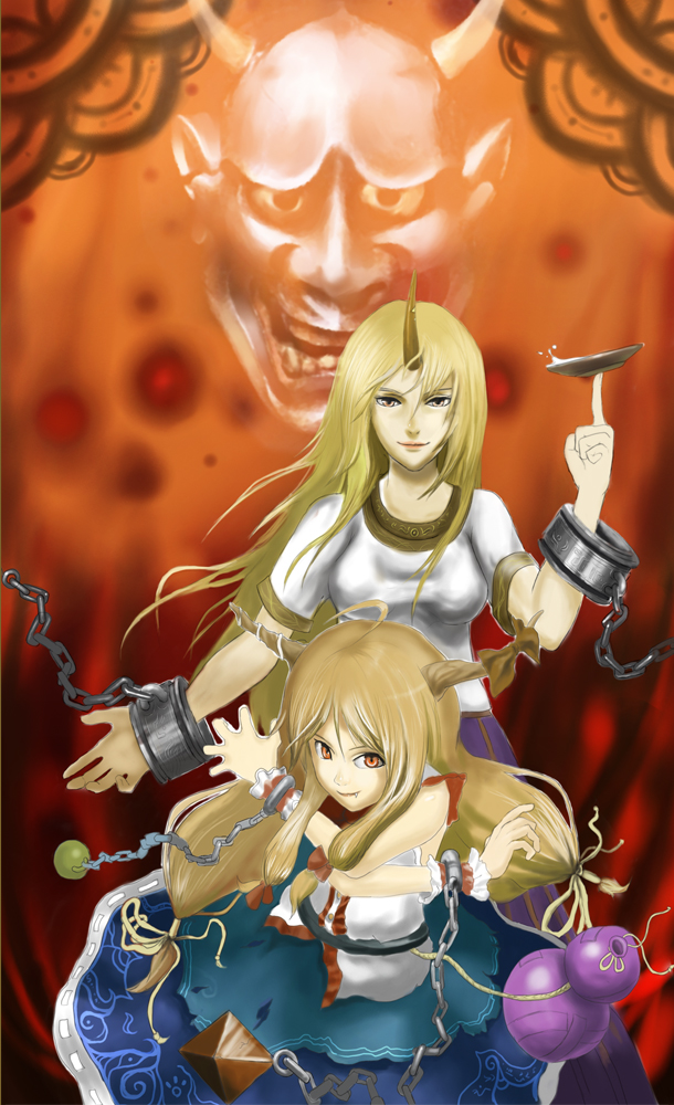 ibuki suika and hoshiguma yuugi (touhou) drawn by ross_(clumzero)