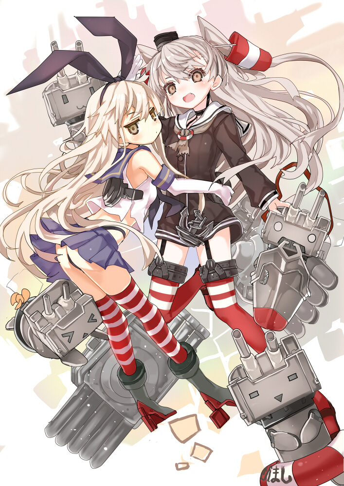 shimakaze, amatsukaze, rensouhou-chan, and rensouhou-kun (kantai collection) drawn by shino_(eefy)