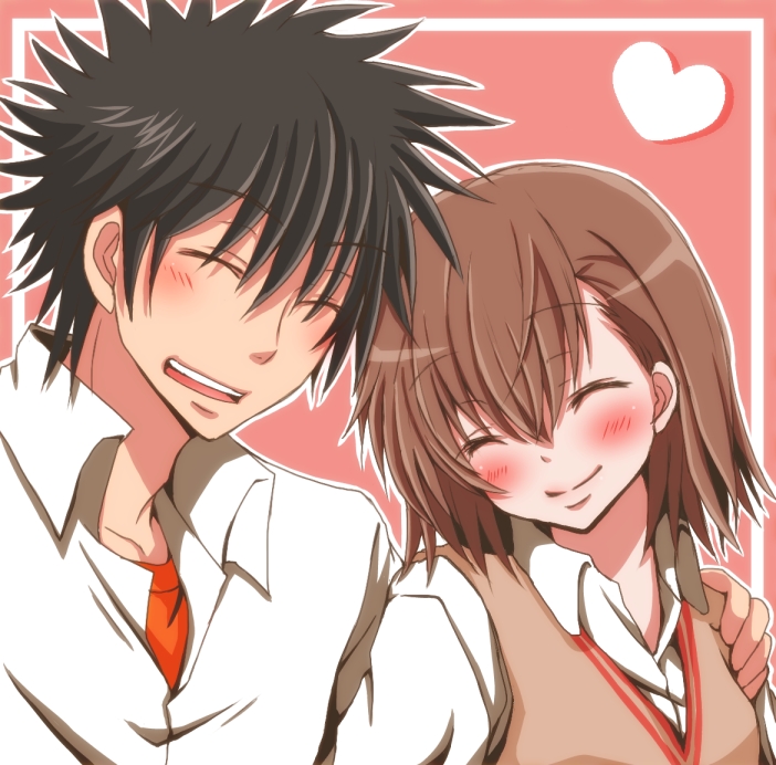 misaka mikoto and kamijou touma (toaru majutsu no index and 1 more) drawn by hiro_(hirohiro31)