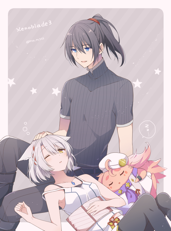 mio, noah, and manana (xenoblade chronicles and 1 more) drawn by mini_mamu