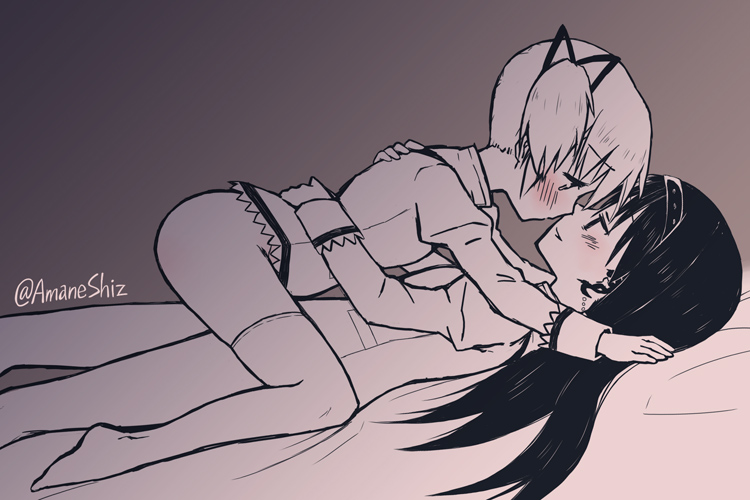 akemi homura and kaname madoka (mahou shoujo madoka magica and 1 more) drawn by shiz