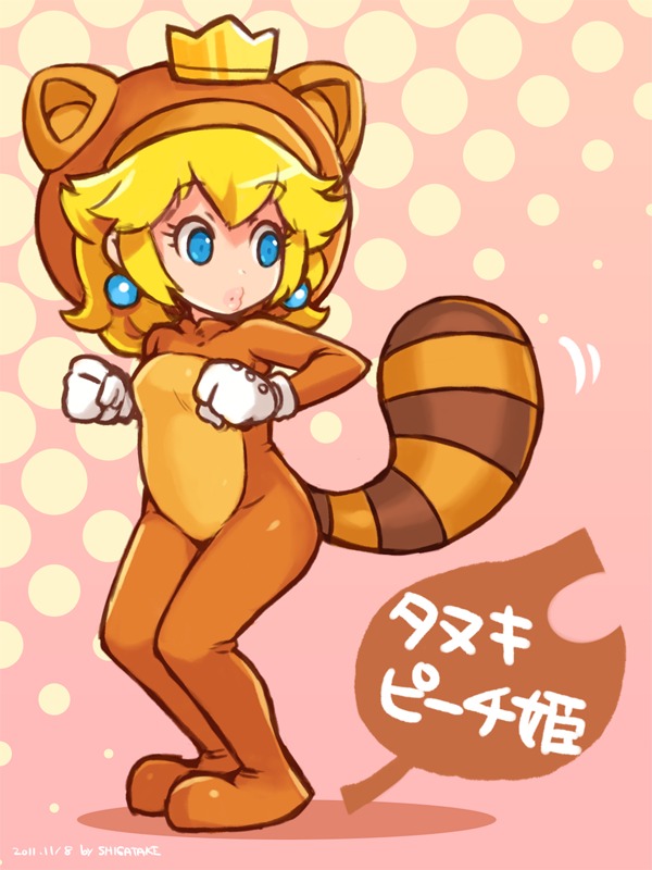 princess peach and tanuki peach (mario and 1 more) drawn by shigatake