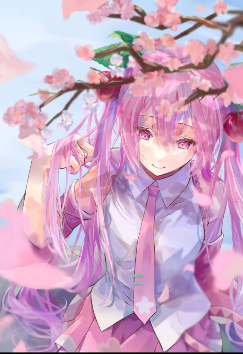 hatsune miku and sakura miku (vocaloid) drawn by noshiika