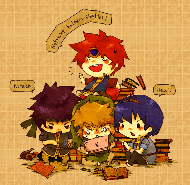 link, ike, marth, and roy (fire emblem and 6 more) drawn by motimamire